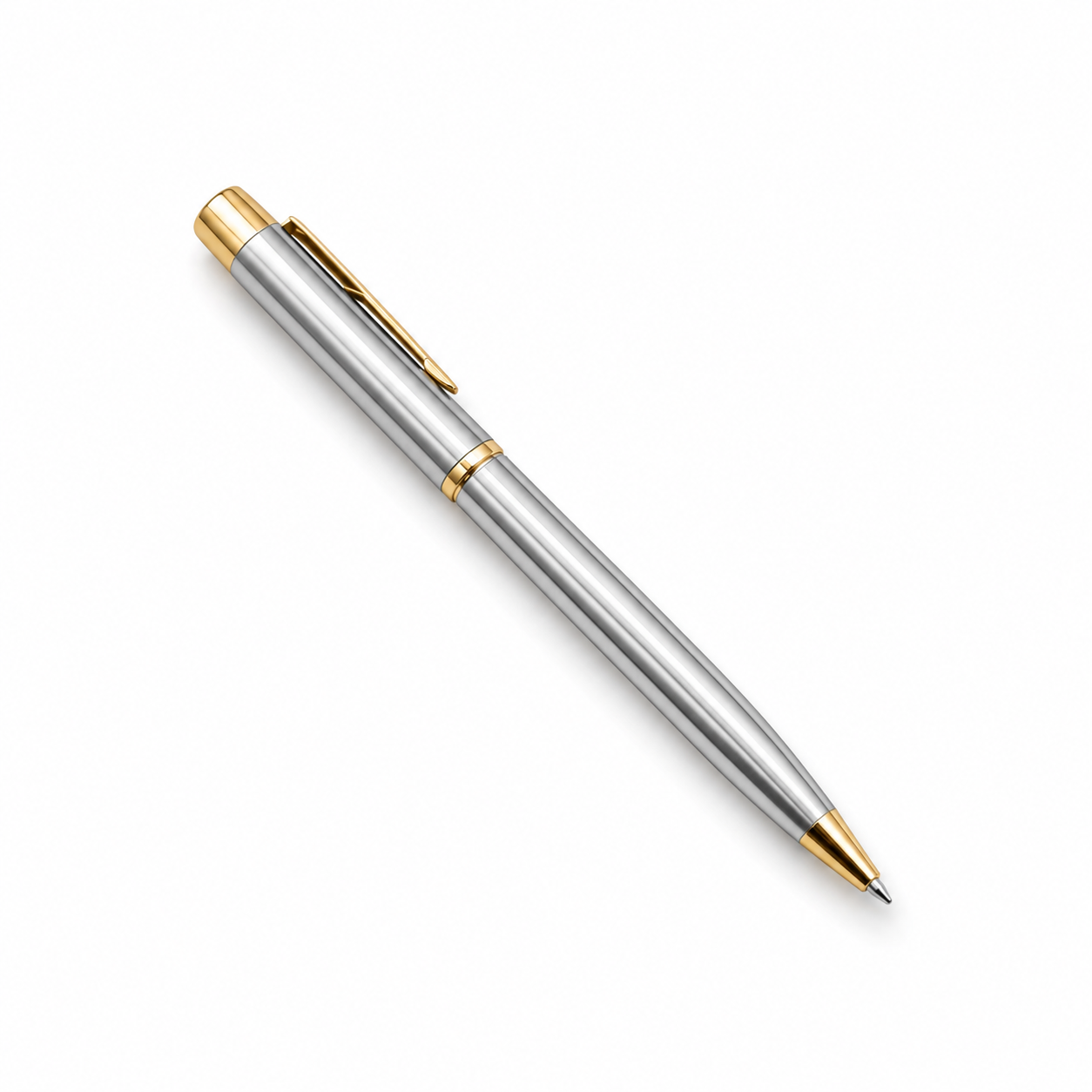 WALIV Platine Royale ball pen — chrome & gold finish, studio photograph.