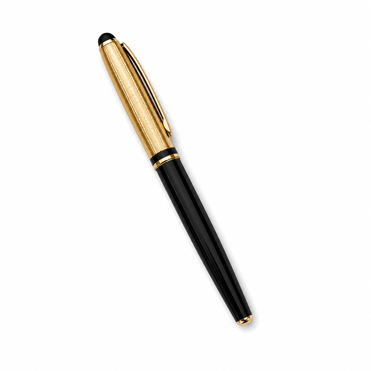 A premium black-and-gold WALIV ballpoint pen, studio photograph.